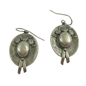 Clift Pewter Women's Hat Earrings Pierced 1 1/4" Length